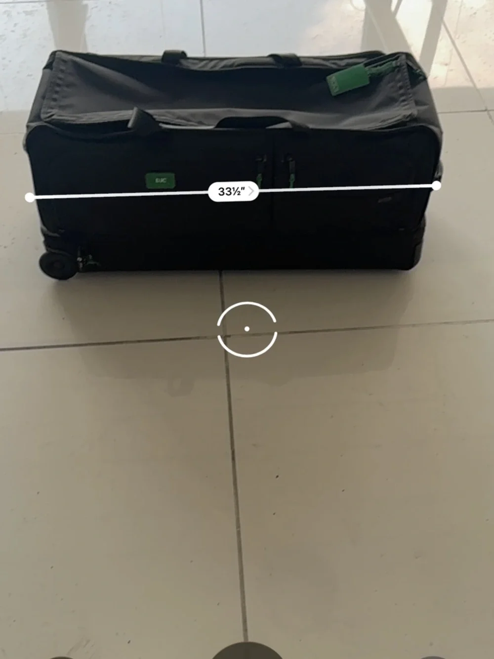TUMI Tall Black Rolling Duffel Check on Alpha Suitcase Luggage Bag Green Accents